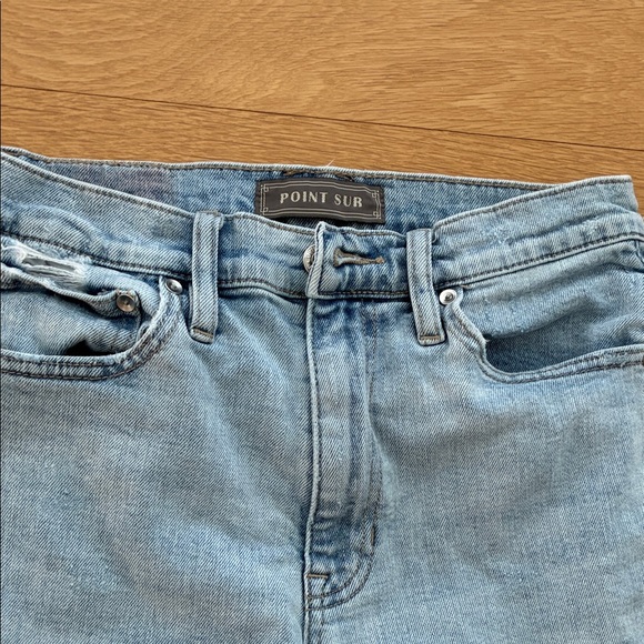 J Crew Point Sur Light Blue high rise slim boyfriend Distressed Women Jeans - Picture 2 of 7